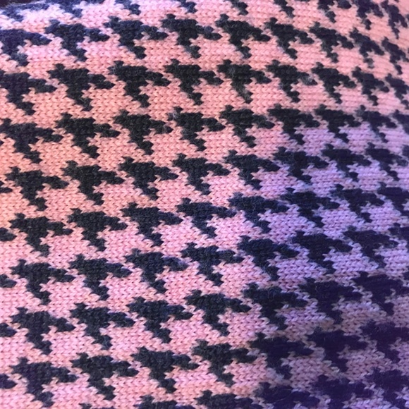 100% Extra fine Merino wool houndstooth pink/navy sweater - Picture 12 of 12